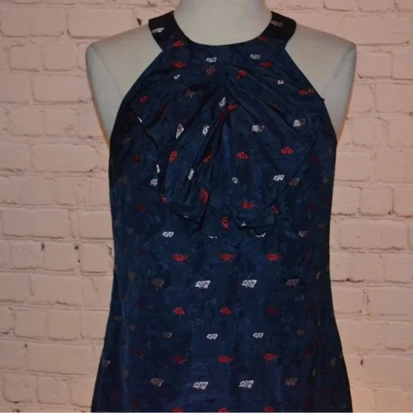 Banana Republic Evening Dress Women's Choker Top Navy Blue Party Dress 💎 - Picture 7 of 7